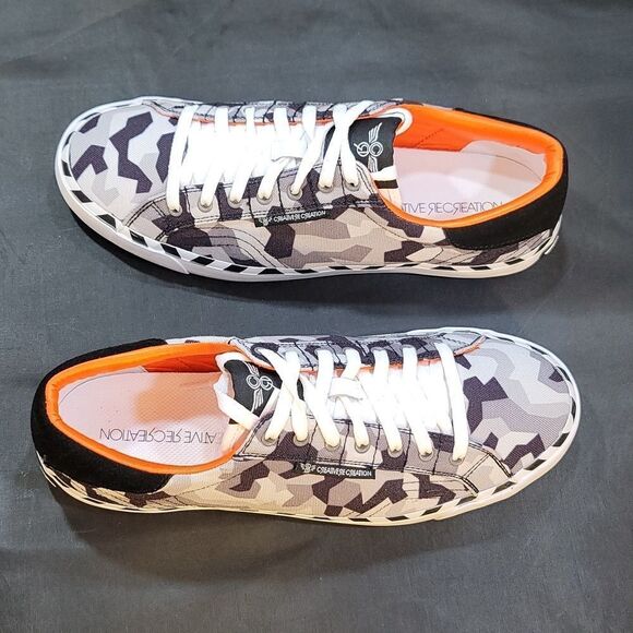 BRAND NEW CREATIVE HELIOS GEOMETRIC CAMOUFLAGE PRINT CANVAS SNEAKER - Picture 5 of 14